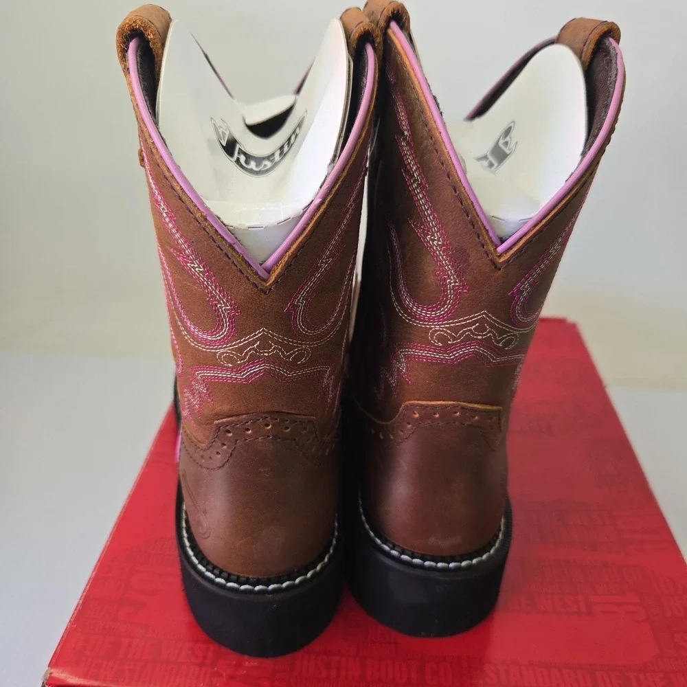 Justin Women's Gemma Round Toe Western Boots Aged Bark GY9903 Size 8.5 B